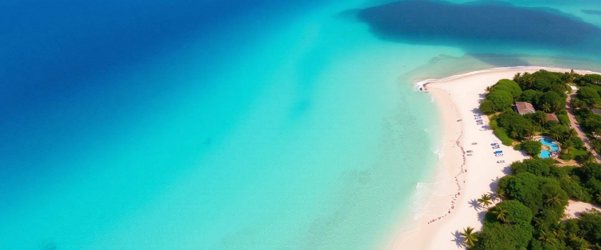 Aerial view of the Barbados coastline with turquoise water and palm-lined beaches